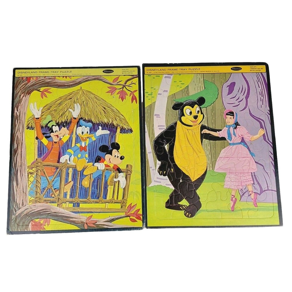 Disneyland Tray Puzzles Fun And Fancy Free Bear & Mickey Donald Treehouse 1960’s